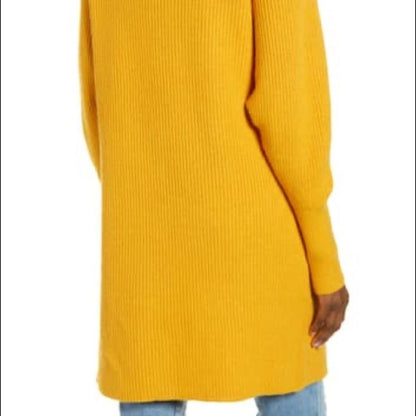 Leith NEW Yellow Dolman Sleeve Long Cardigan Small