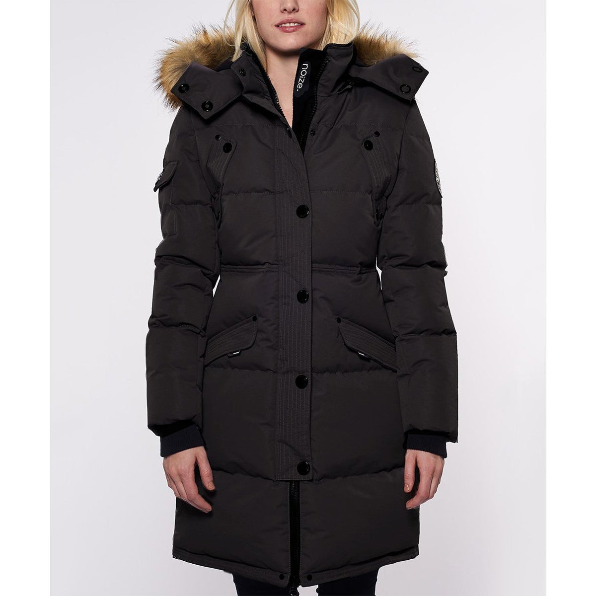 Noize Faux Fur Trim Removable Hood Winter Kaylee Parka Jacket Black Size Small