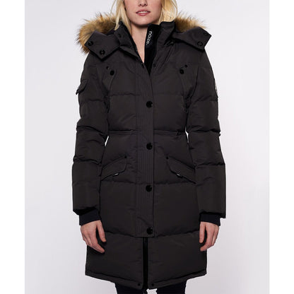 Noize Faux Fur Trim Removable Hood Winter Kaylee Parka Jacket Black Size Small