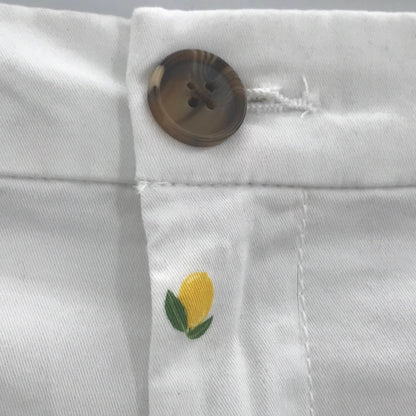Style & Co Lemon Printed Chino Shorts Mid Rise Button Fly White 8