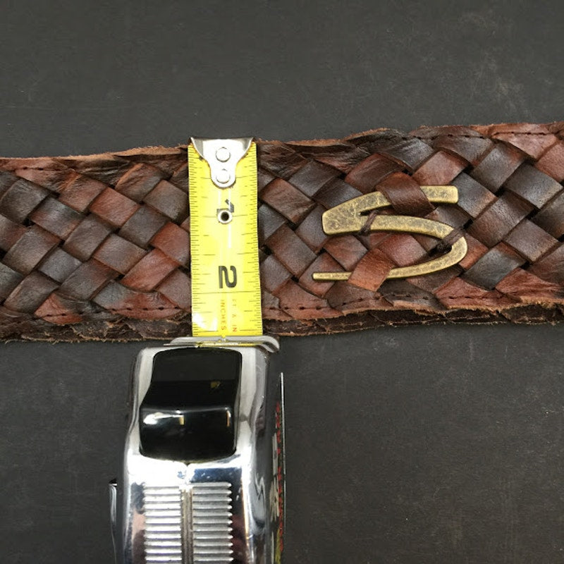 SilverJeans braided wide leather NEW belt brass buckle Brass "S" Handmade Medium