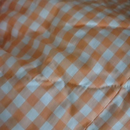 Handmade Postage Stamp Quilt Brown Green Tiny Square Queen/Full Gingham Back