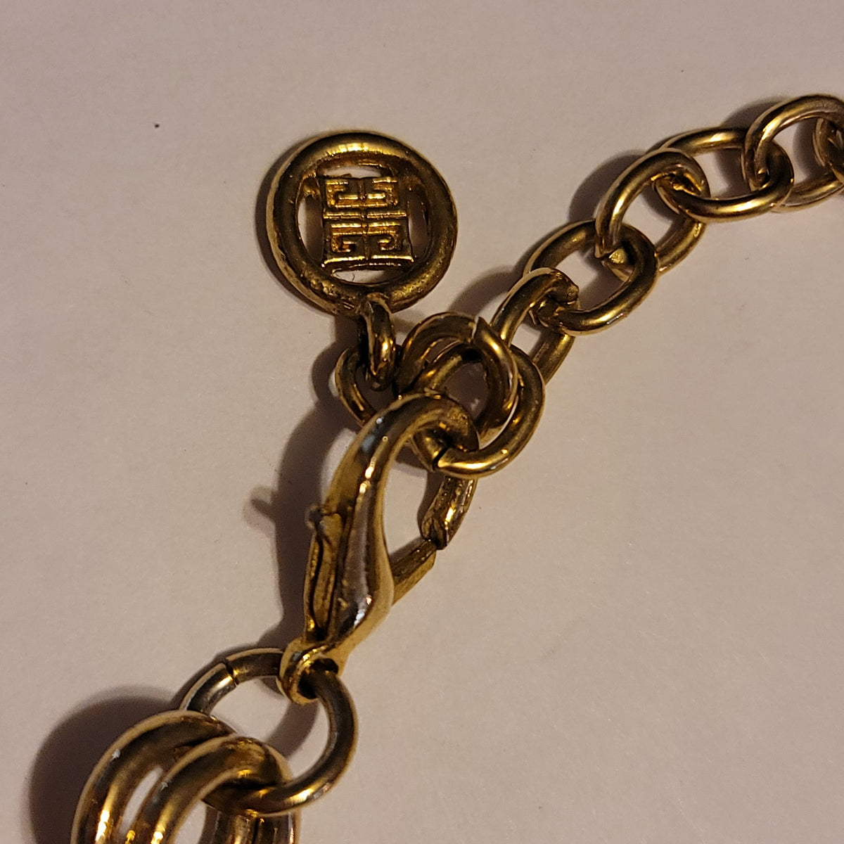 Givenchy vintage necklace Heavy lobster claw closure 1990's Goldtone double curb