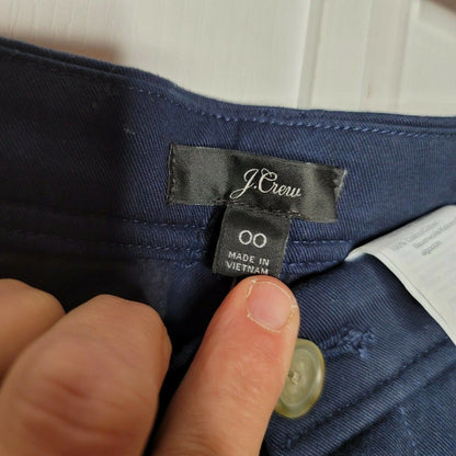 J. Crew Cropped Leg Slim Chino Pants Flat Front Cotton Blend French Navy Size 00