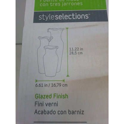 StyleSelections Three Vase Tabletop Fountain 11" tall Glazed Finish