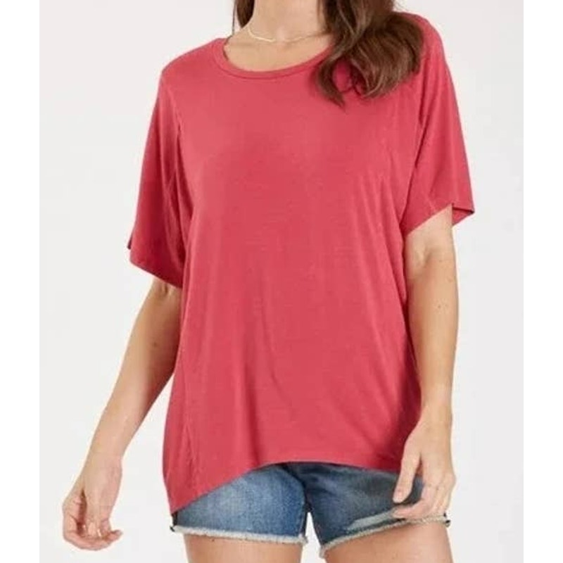 Dear John Bella Mineral Wash Short Sleeve Top XS/Extra Small Fuchsia NWT