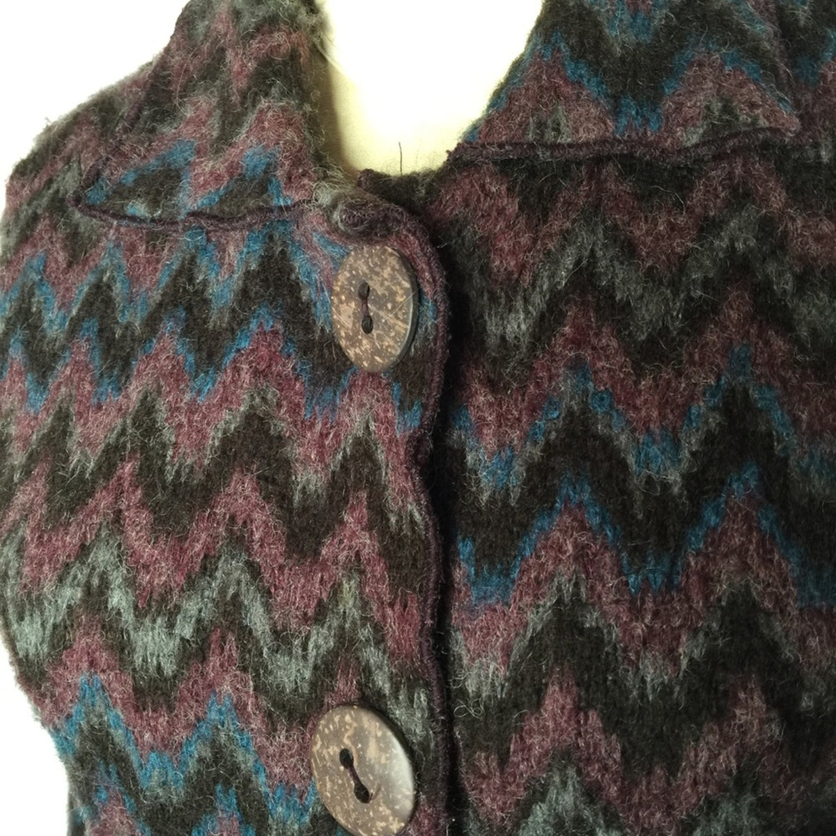 Aztec fuzzy long sleeve sweater FOCUS Wool blend Medium BOHO Tribal Western VTG