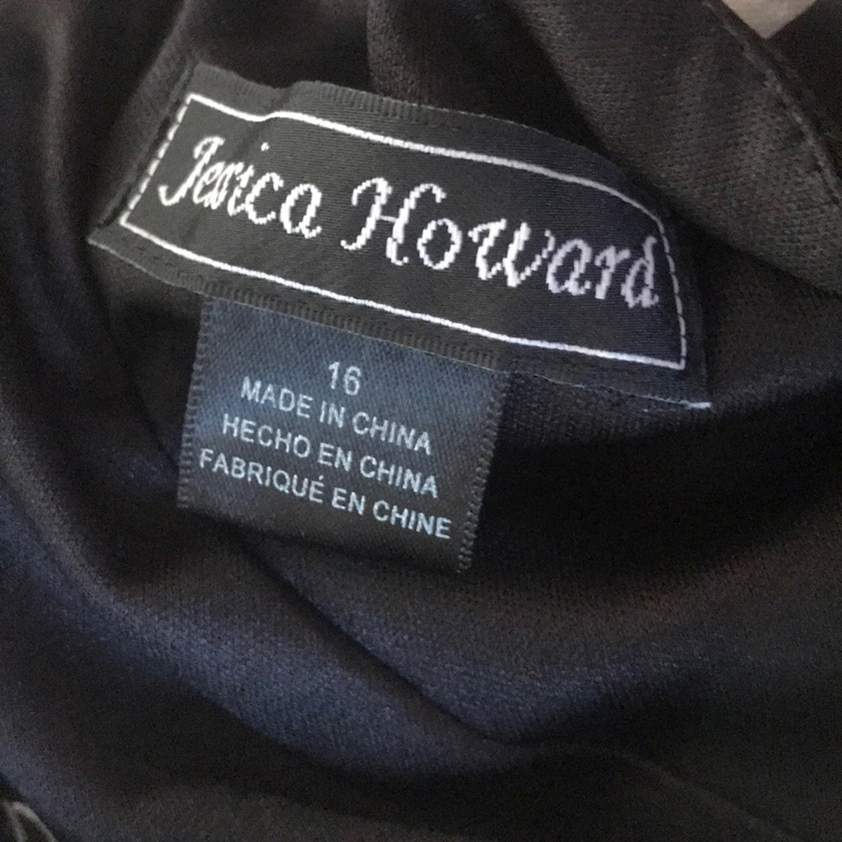 Jessica Howard Black Sheath Cocktail Dress Size 16 LBD embellished Sleeveless