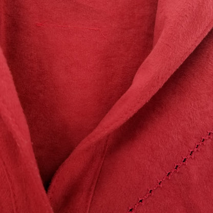 Vintage Red Faux Suede Dress Cinched Waist 3/4 Sleeve Medium/Large Modest