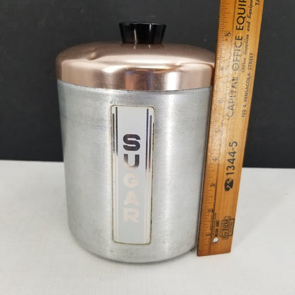 Vintage Maid of Honor silver metal copper top Canister Set Flour Sugar Coffee