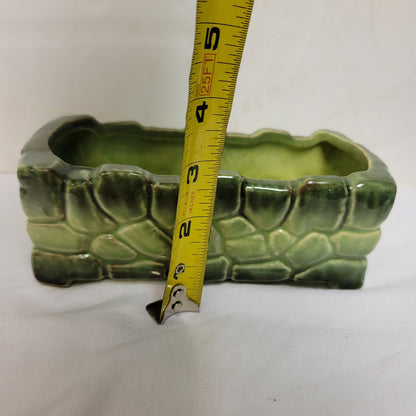 Vintage Stone embossed Oblong 7" Green planter