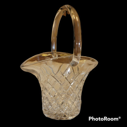 Glass basket planter diamond pattern woben