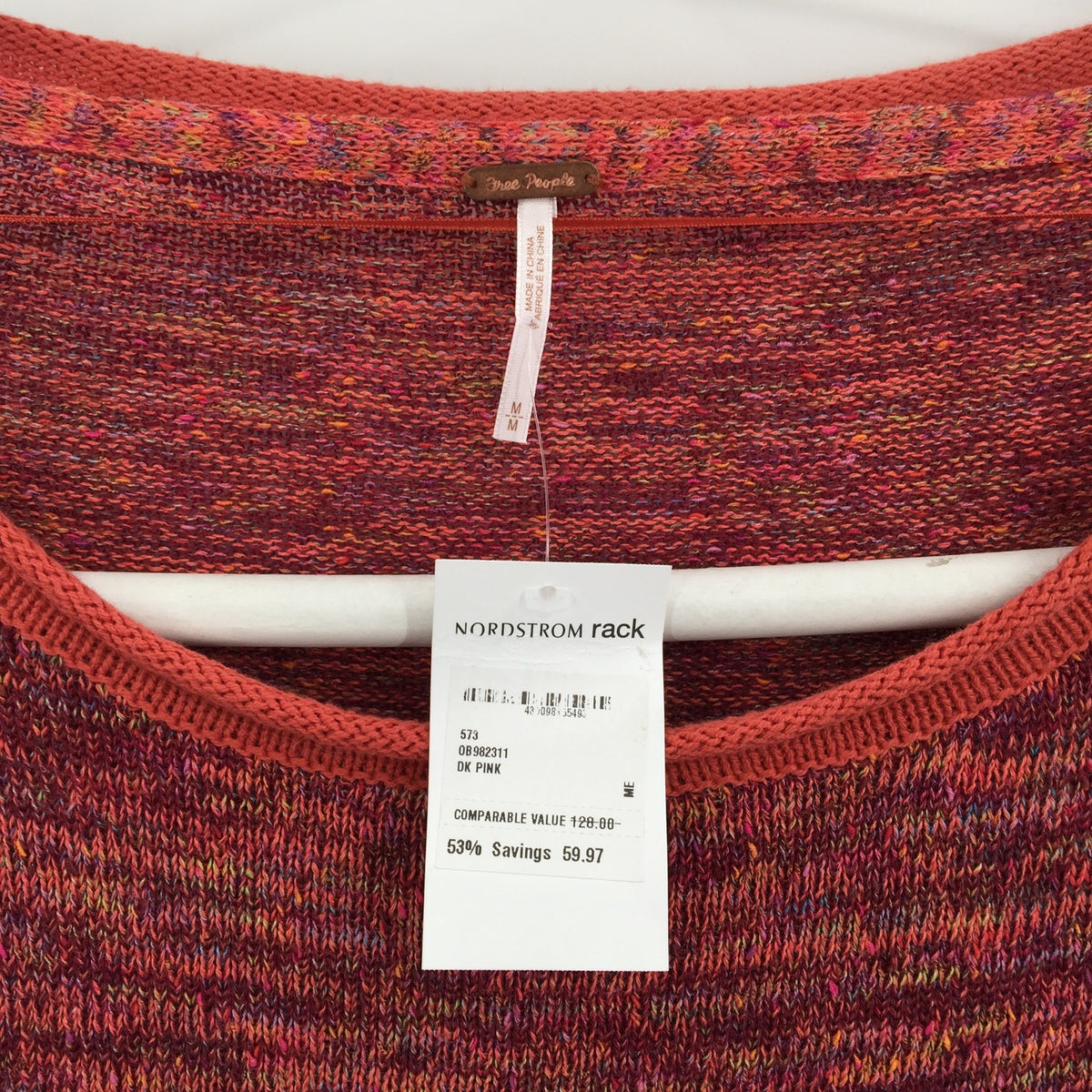Free People Prism Space Dye Sweater Pullover Sweater Oversized Raw Hem Medium