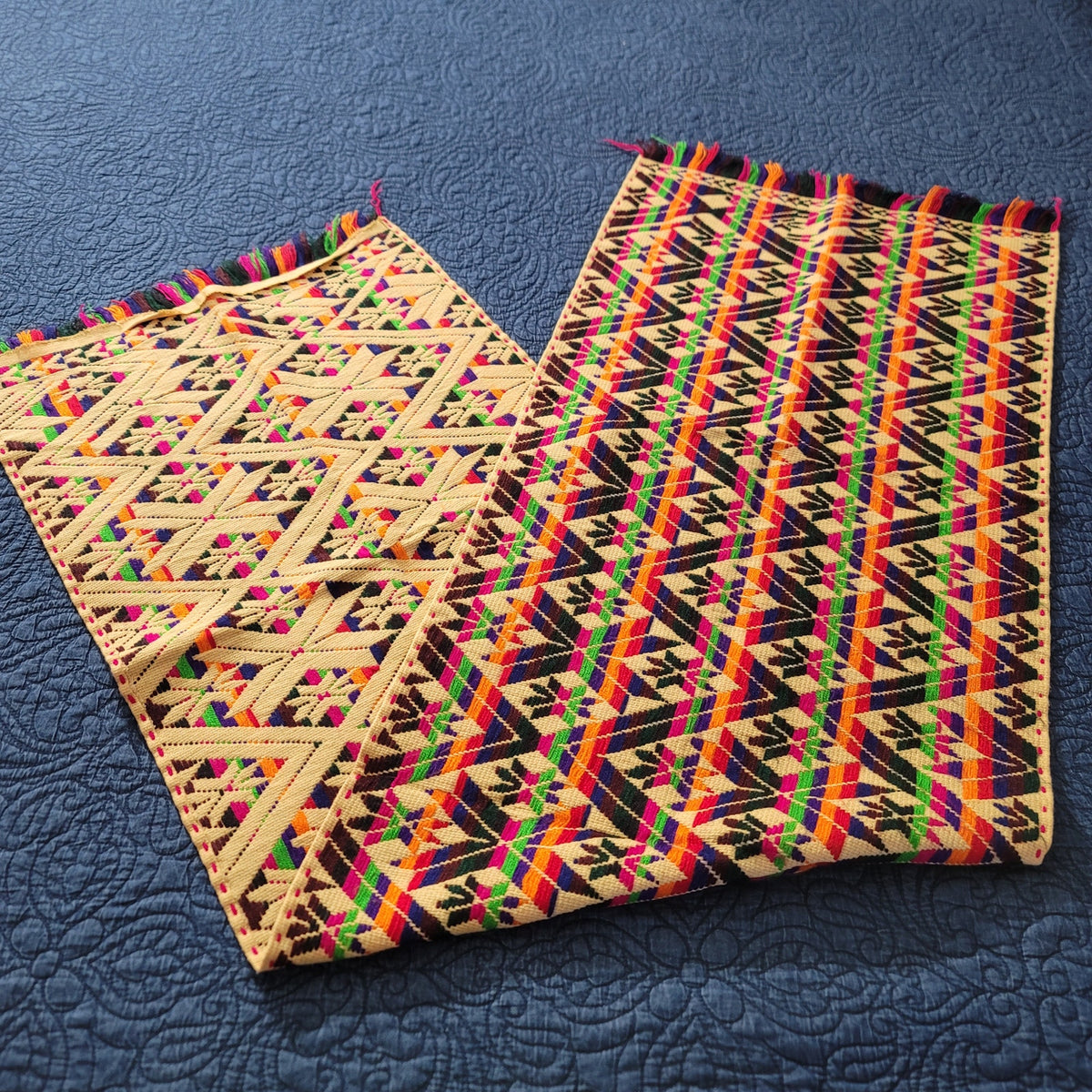 Handmade Multicolor Table Bed Console Dresser Runner Embroidery Geometric Linens