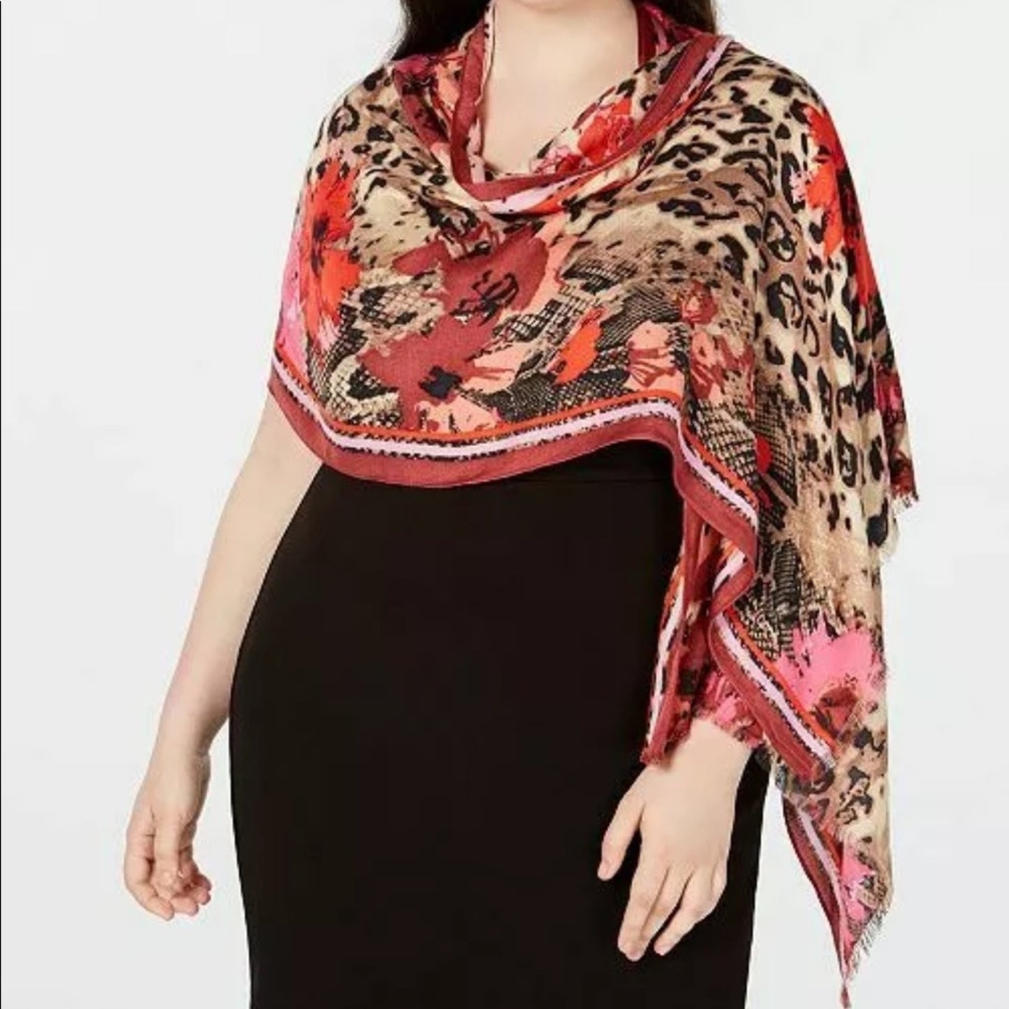 INC International Concept Animal Floral Pashmina NEW scarf wrap flowers oversize
