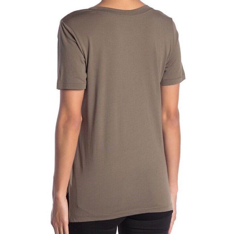 Habitual "Reed" Scoop Neck Short Sleeve Pullover Top Large in Army Green NWT