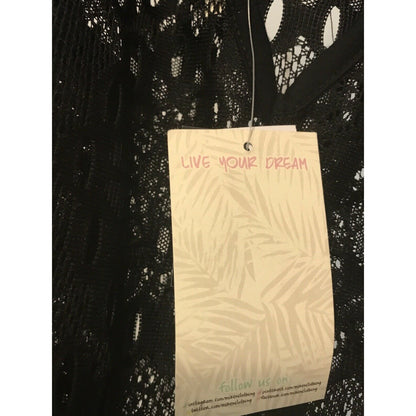 Miken NEW Lace Drop-Waist Dress Swimsuit Cover-Up Black Size Medium