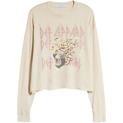 DAYDREAMER Def Leopard Band Long Sleeve T Shirt New Flaw cream/pink Size Large