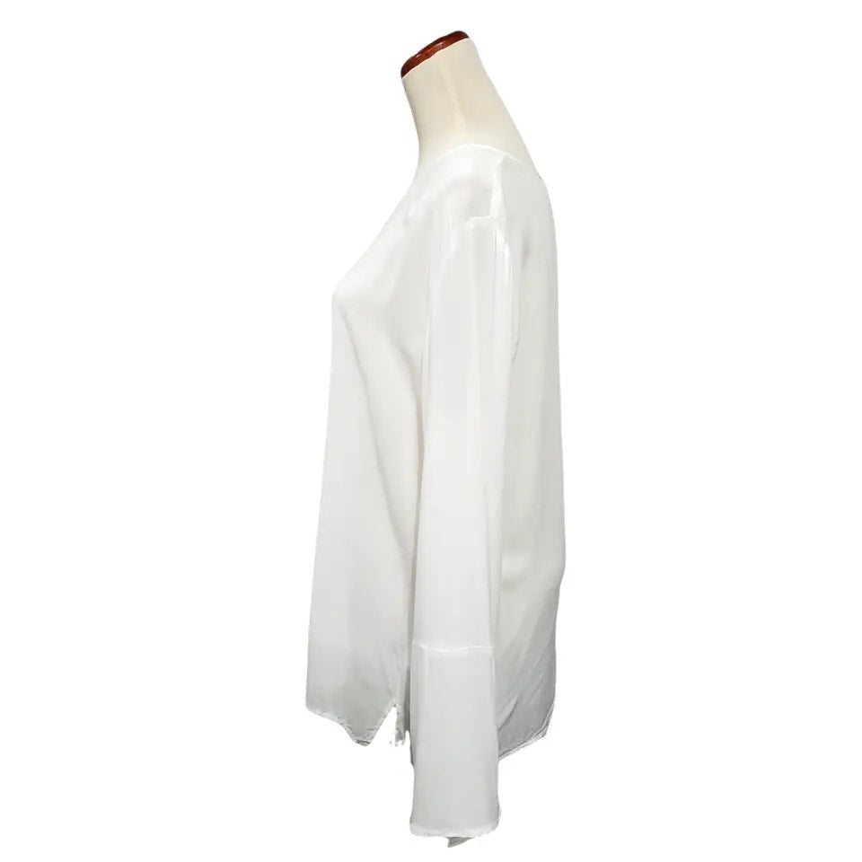 Treasure & Bond Soft Voile Round Neck Curve Hem Blouse Top Sz Small in Ivory NWT