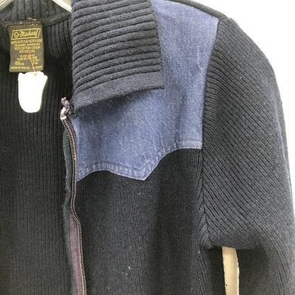 St. Michael vintage medium 2 tone blue sweater Full zip collar knit 32" cardigan