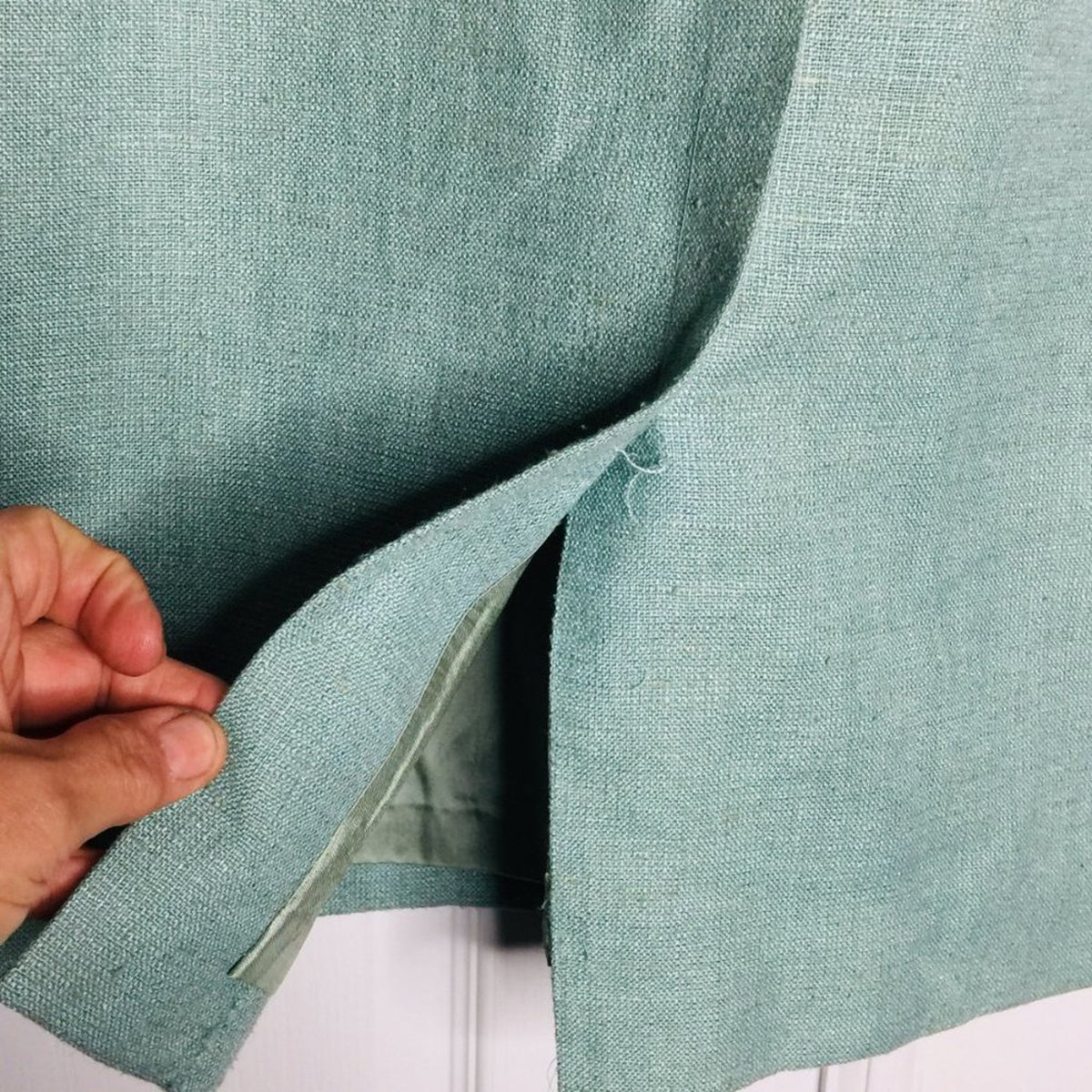 Weathervane Vintage Light Green Elastic Waist Pencil Wiggle Skirt Rear split 14