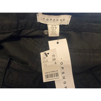 Topshop High Waisted Cuffed Cargo Utility Pants Size 6 Black NWT