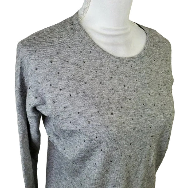 Matty M Women's Top XS/Extra Small Heather Grey NWT Shiny Studded Bead Front
