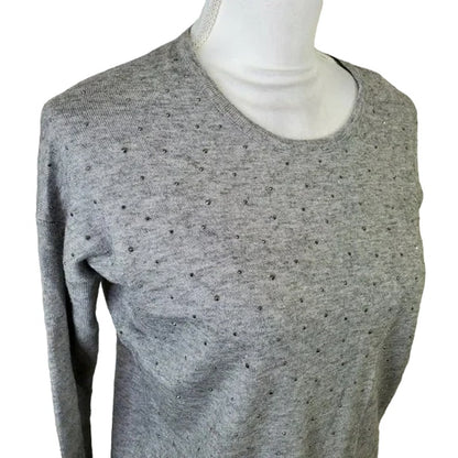 Matty M Women's Top XS/Extra Small Heather Grey NWT Shiny Studded Bead Front