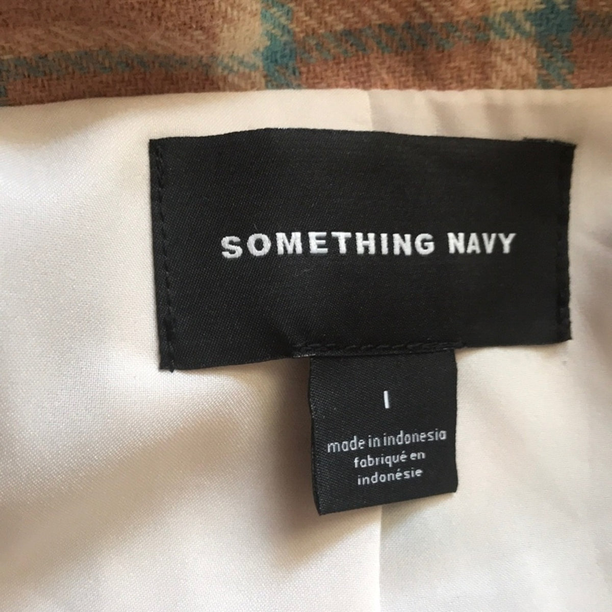 Something Navy NWT Single Breasted Plaid Wool Blend Long Coat Size Large Jacket