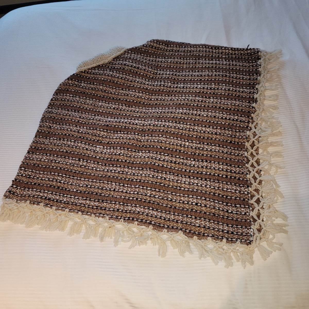 Handmade heavy poncho fringe wood button Winter One Size Multicolor Wool Cotton