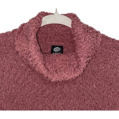 Bobeau Popcorn Turtleneck Sweater Large Mauve/Dusty Rose NEW Bubble Plush Hi Low