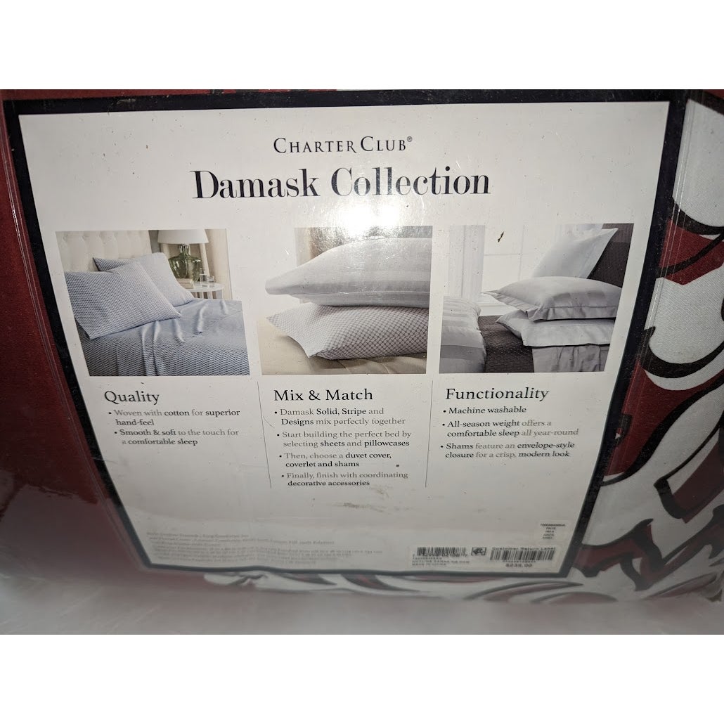 Charter Club Damask Designs Outline  3 PC Duvet Cover Set Maroon Red King NEW