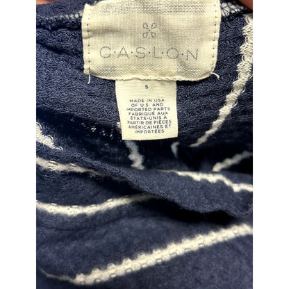 Caslon NWT Navy Blue Long Sleeve Striped Waffle Knit Tunic Top Small