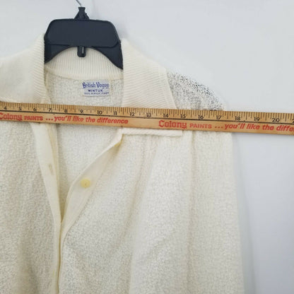 British Vogue Cardigan Button Poncho BOHO Poncho Arm Sleeves Collared Neck Ivory