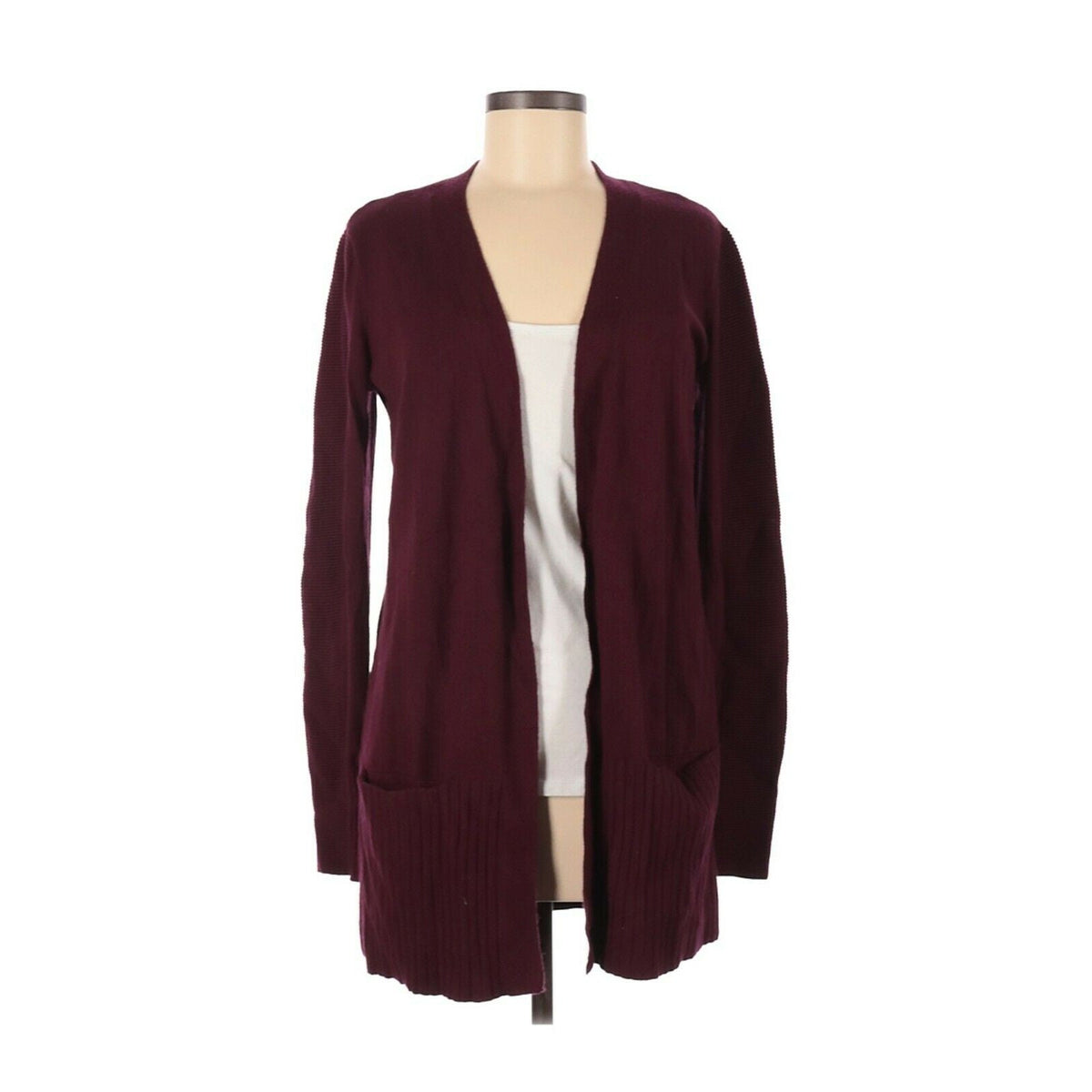 Devotion by Cyrus Open Front Cardigan Sweater Long Sleeve Maroon Small NWT