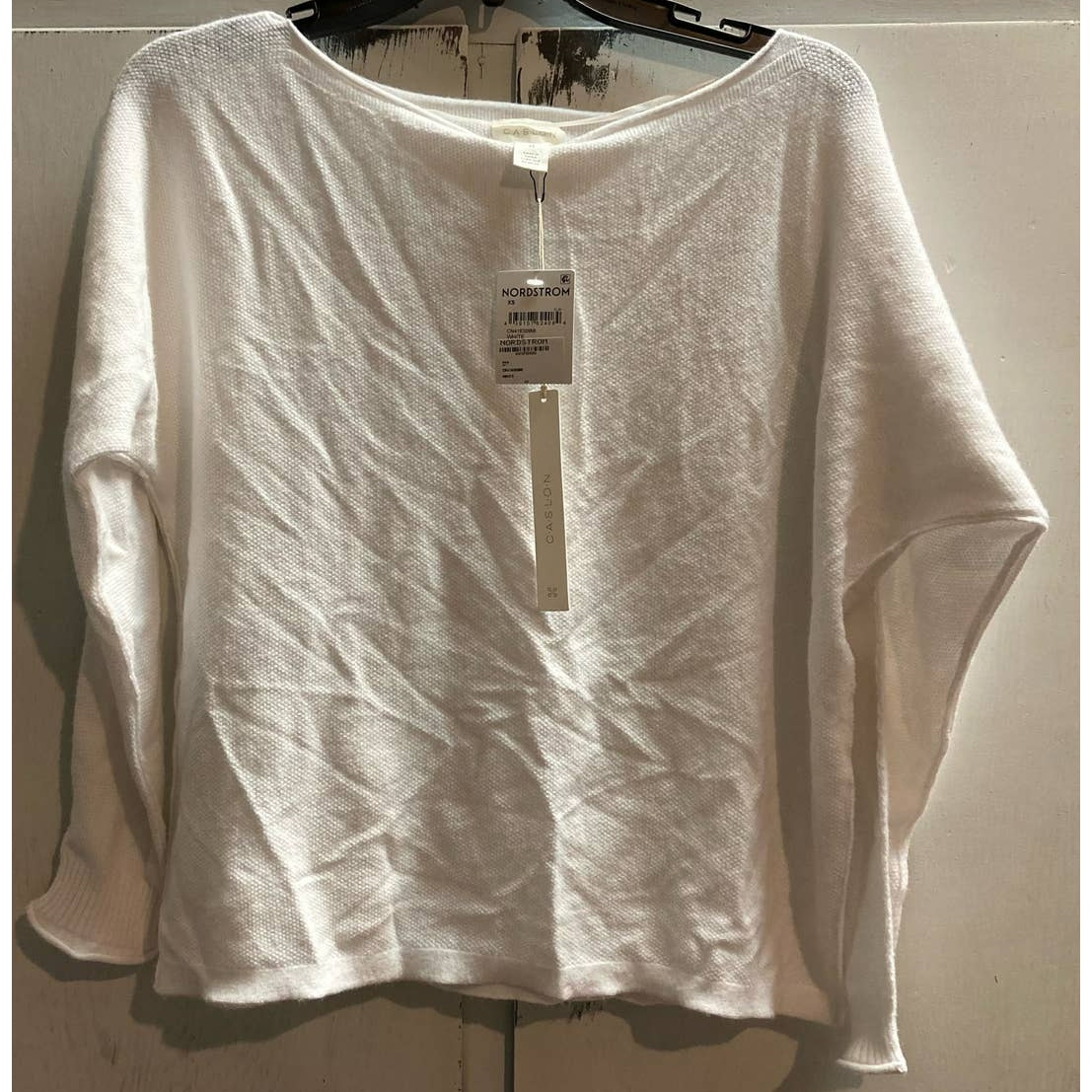 Caslon Top Extra Small/XS White NEW Loose Oversize Inside-Out Sweater Dolman