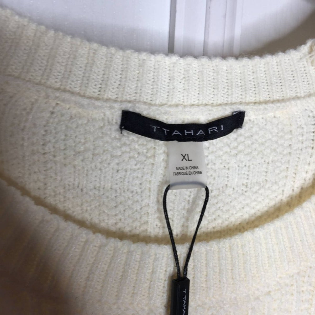 NWT T Tahari Textured Knit Tie Pullover Sweater Size XLarge