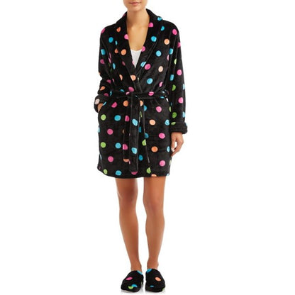 Body Candy Fun Polka Dot Luxe Plush Soft Sleepwear Robe Multicolor Size Large