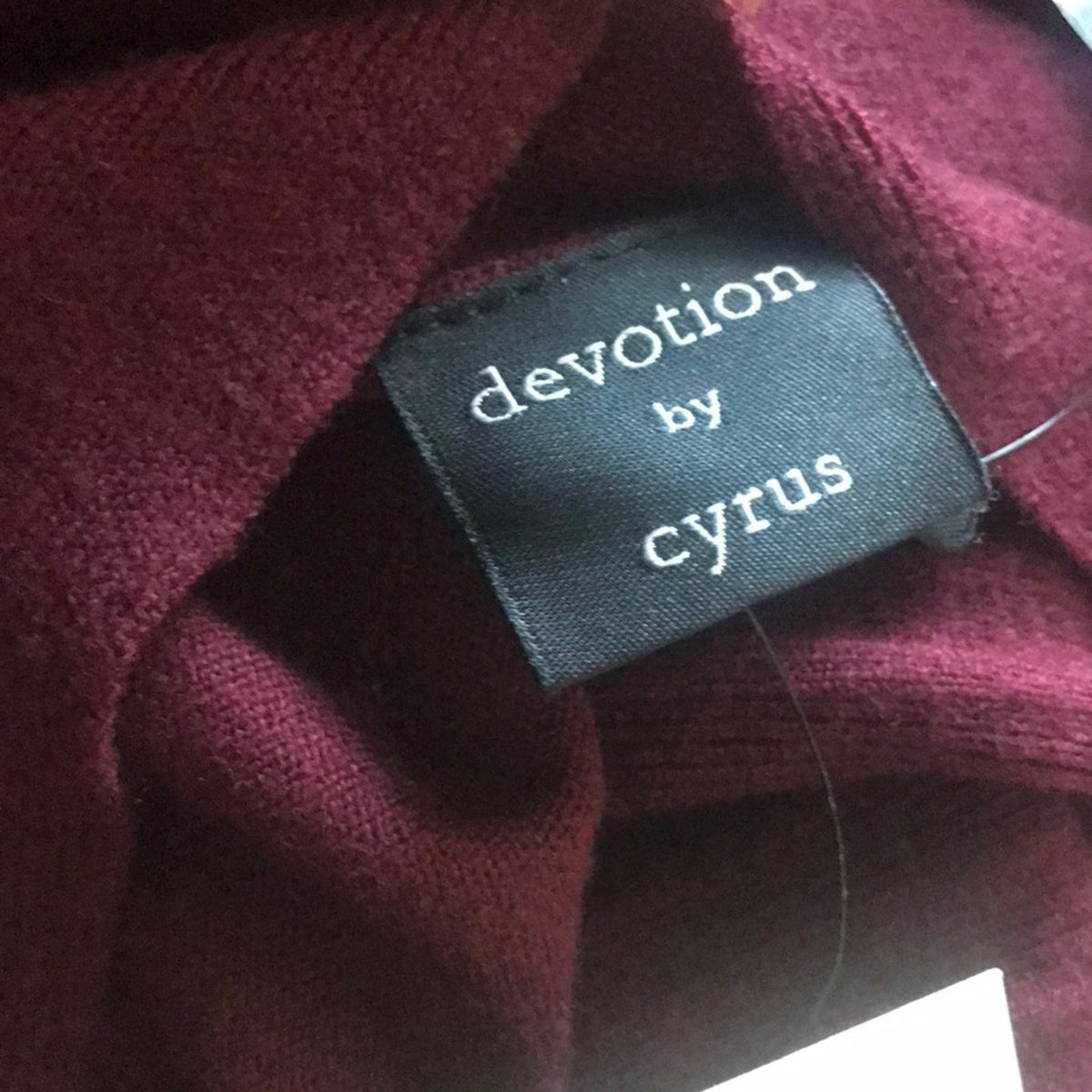 Cyrus Ribbed Sleeve Burgundy Pocket Cardigan Size Small