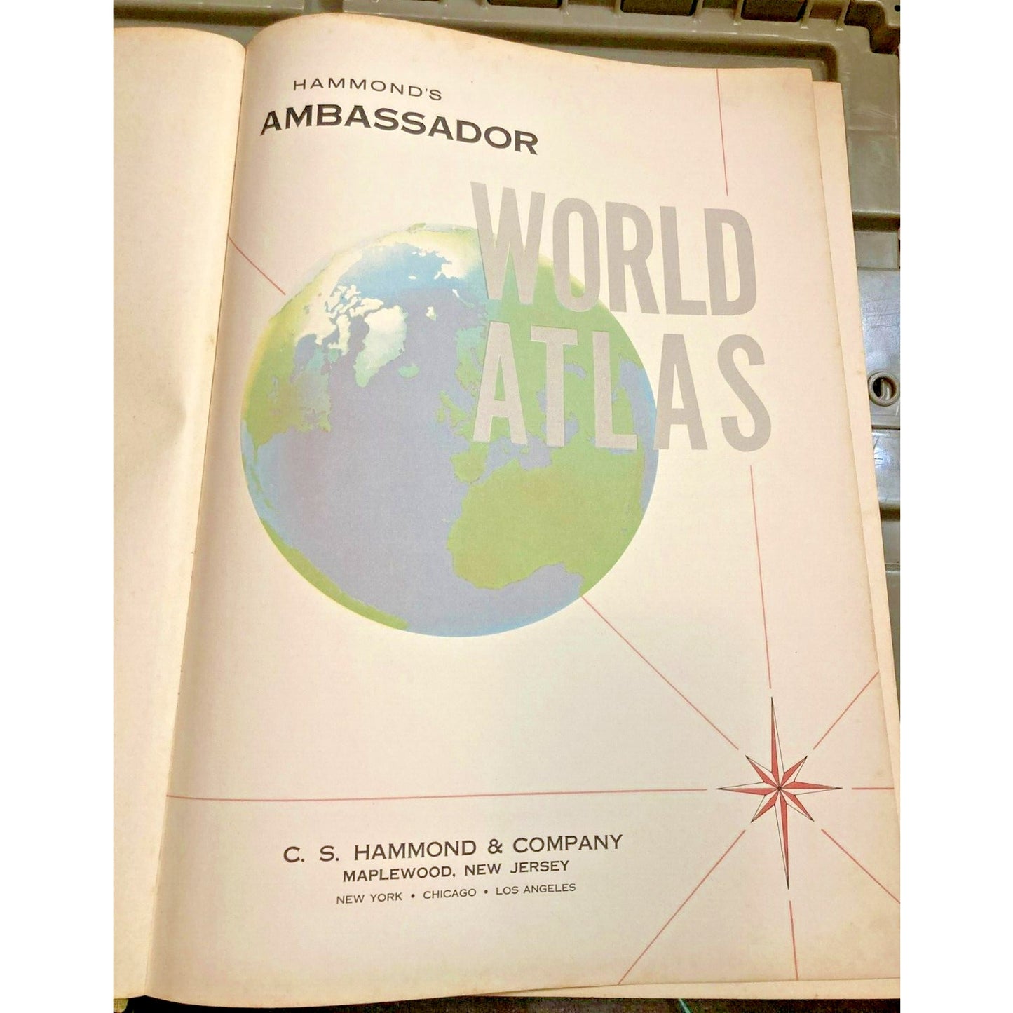 Hammond's Ambassador World Atlas Vintage - Copyright 1957 Green Cloth Hardcover