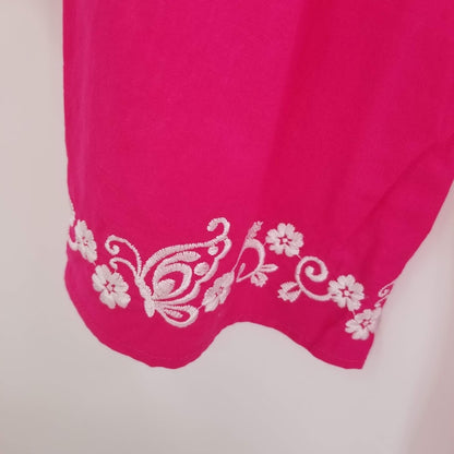 Diane Gilman NWT Embroidered Pink Long Sleeve Blouse Size Large