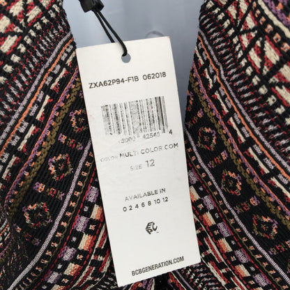 BCBGeneration Jacquard Sheath Fit & Flare Dress Sleeveless Halter 12 NWT
