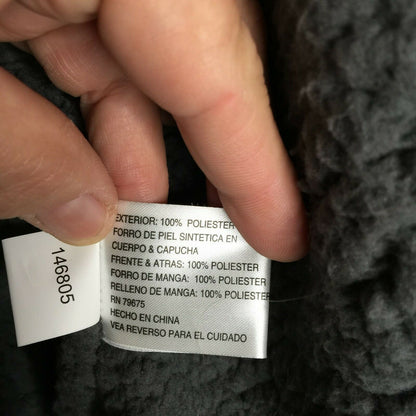 Michael Kors Missy Faux Shearling Gray Jacket Hood Elasticized Cuffs Large