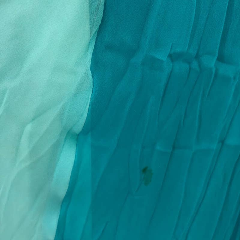 Vintage 1950s Chiffon maxi blue/green two tone Dress rhinestones Lined Small