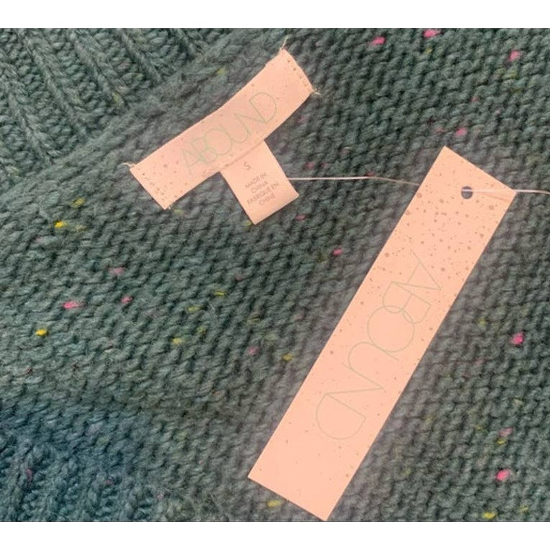 Abound Teal Cyrus Nep Green Small NEW Weekend V-Neck Flecked Pullover Sweater