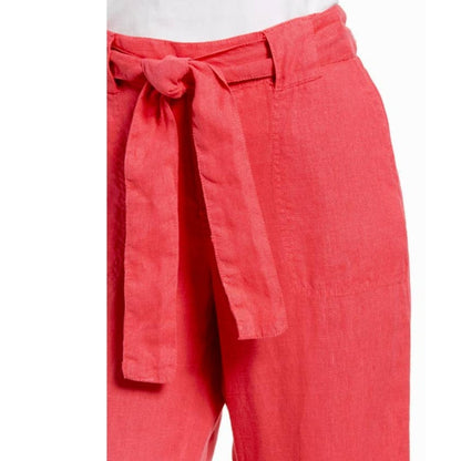 Caslon Linen Pull On Tie Belt Flare Leg Pants Sz Extra Small/XS Red Chateau NWT
