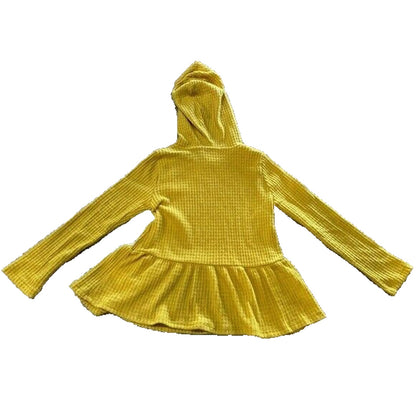 Tucker + Tate Ruffled Hoodie Knit Pullover Top Girls Size 5 Yellow Nugget NWT