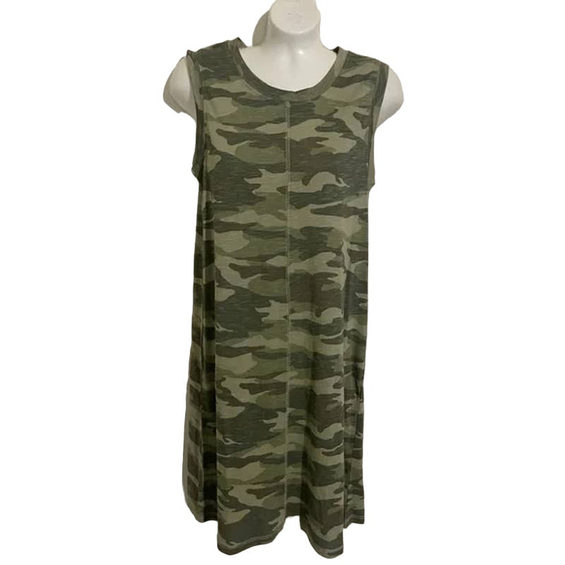 Caslon Sleeveless T-Shirt Dress XS/Extra Small Green Spring Camo NEW Muscle Tank