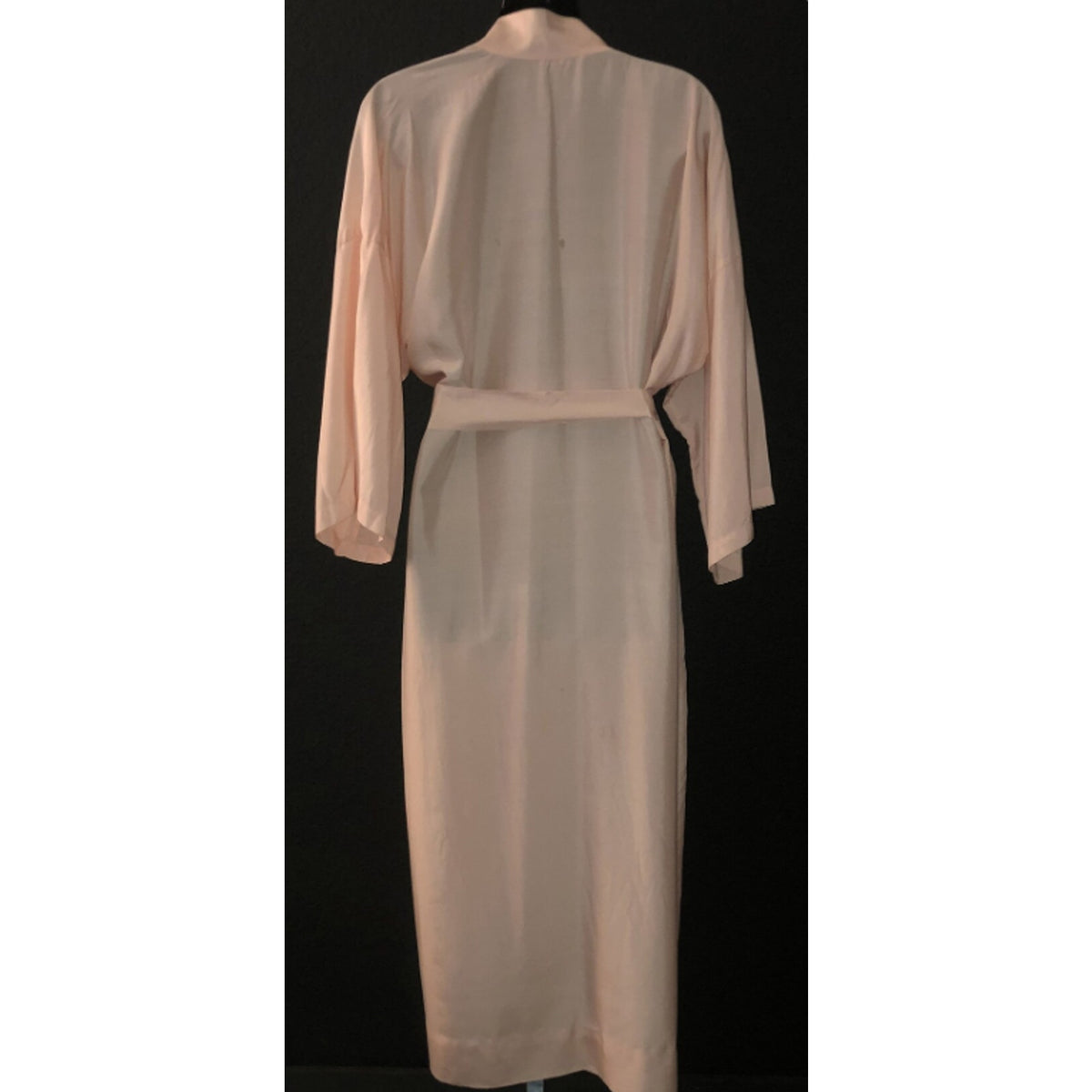 Lillian Vernon Size Medium Pink Long 100% Silk Vintage Robe Hollywood Glam Diva