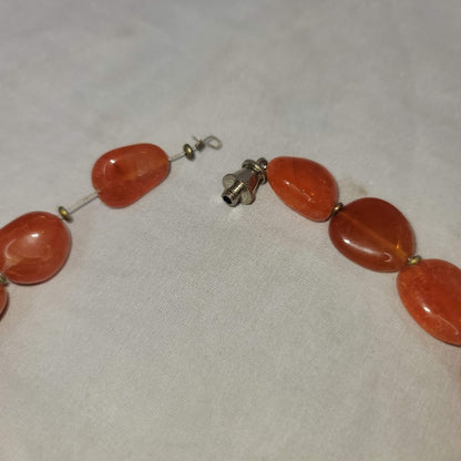 Natural Gemstone Beaded Carnelian Red Agate necklace and bracelet set Vintage